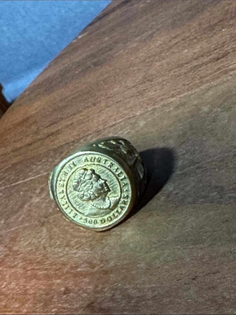 Men's Gold tone  Coin Signet Ring - Classic Profile Design